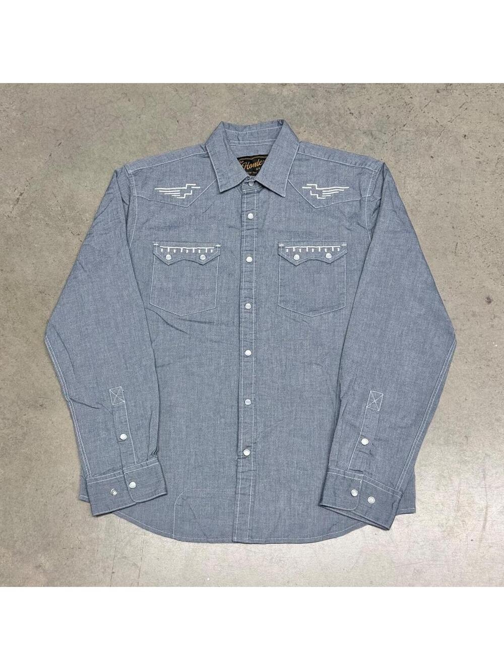 Howler Brothers Crosscut Deluxe Shirt Mens Medium Gaucho Western Pearl Snap EUC
